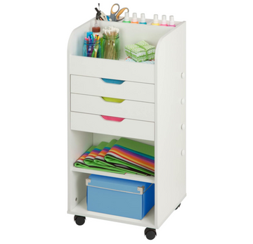 Honey-Can-Do CRT-06345 Rolling Craft Storage Cart with 3-Drawers, White, 15.91" x 33.62"